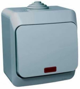 BA10-045C Выключатель Серый Schneider Electric Этюд 1кл. с подсветкой IP44