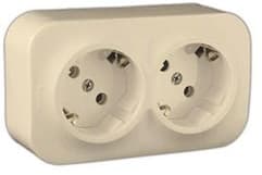 782253 Розетка 2-я со шторками и с заземлением Слоновая кость Legrand Quteo