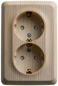 PA16-108D Розетка угловая Сосна Schneider Electric Этюд 2-я со шторками с заземлением