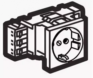 Legrand Mosaic 077401 Модуль розетки 2К+З,проходной,безвинтовые зажимы,белый