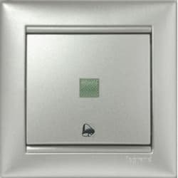 770115 Кнопка Алюминиевая Legrand Valena без фиксации с символом звонка с подсветкой