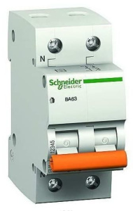 Автоматический выключатель Schneider Electric (Домовой) ВА63 1п+N 25А 4,5кА (хар.С)