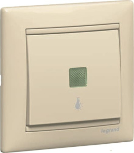 774313 Кнопка Слоновая кость Legrand Valena без фиксации с символом лампы с подсветкой