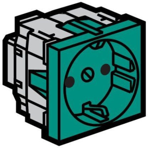 Legrand Mosaic 077216 Модуль розетки 2К+3 с защитными шторками, зеленый