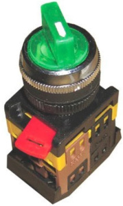 Переключатель АNСLR-22-3 на 3 фиксированных положения зеленый неон/240В I-O 1з+1р ИЭК