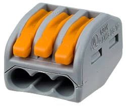 Клеммник WAGO 3 универсальный 222-413 (3Х4,0мм.кв. с рычажком уп.50шт)
