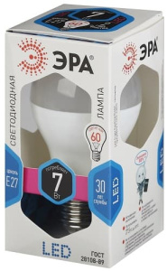 Лампа светодиодная LED Груша A55-7W-840-E27 ЭРА