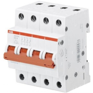 Рубильник модульный ABB четырехполюсный SHD204 C40 рычаг красный