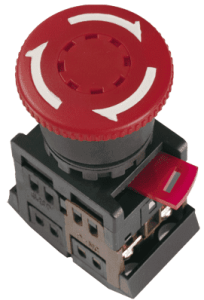 Кнопка AE-22 Грибок с фиксацией красная d22мм 240В 1з+1р IEK