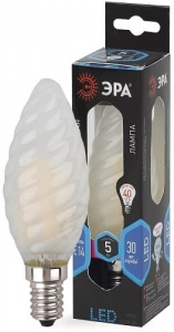 Лампа светодиодная F-LED Свеча витая матовая BTW-5W-840-E14 frost ЭРА