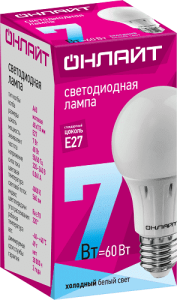 Лампа светодиодная ОНЛАЙТ OLL-A60-7-230-4K-E27
